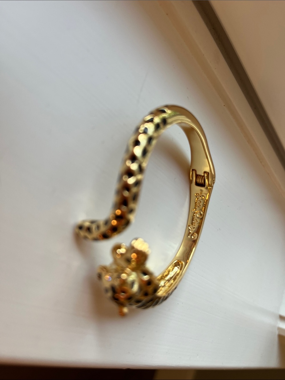 Lily Pulitzer Gold-tone Leopard Cuff Bracelet with Black Spots - Picture 2 of 7